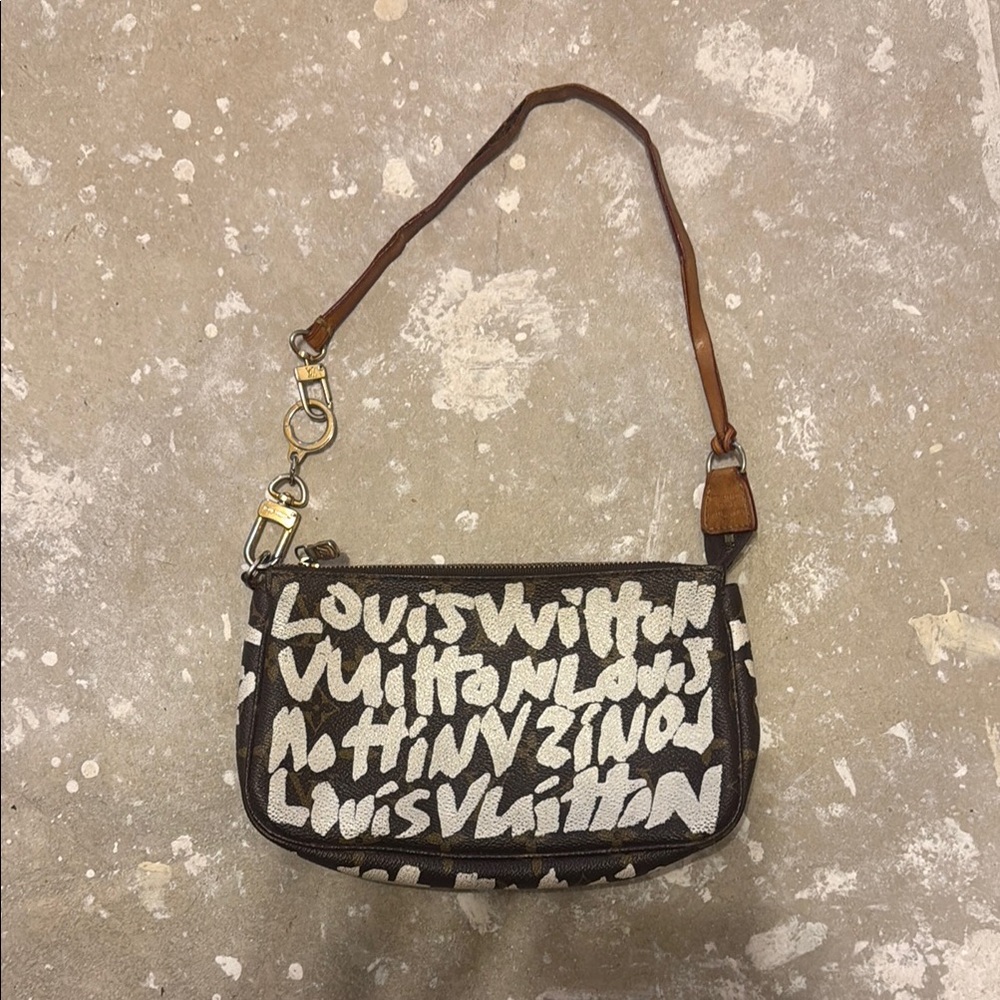 Louis Vuitton Black and White Graffiti Clutch